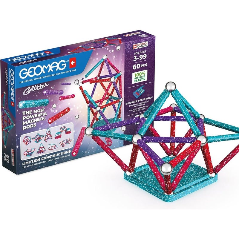 Geomag - Educational Glitter Panels And Magnetic Rods 60 Pieces - 536 - Image 2